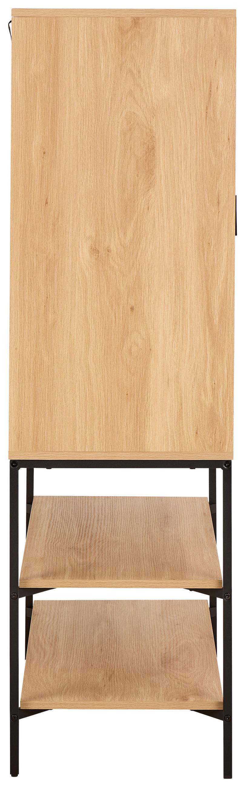VISOKA KOMODA, črna, barve hrasta  - črna/barve hrasta, Design, kovina/leseni material (80/140/40cm) - Livetastic