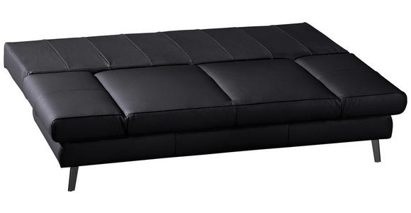 SCHLAFSOFA Schwarz Echtleder  - Schwarz, KONVENTIONELL, Leder/Metall (200/85/90cm) - Novel