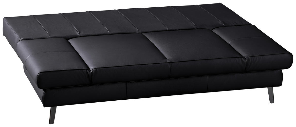 SCHLAFSOFA Schwarz Echtleder  - Schwarz, KONVENTIONELL, Leder/Metall (200/85/90cm) - Novel