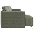 ECKSOFA Olivgrün Cord Zierkissen, Rückenkissen, Schlaffunktion, Rücken echt  - Schwarz/Olivgrün, MODERN, Kunststoff/Textil (350/168cm) - Xora