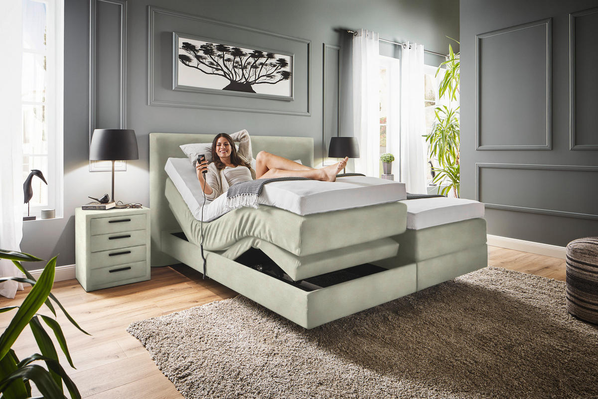BOXSPRINGBETT 160/200 cm  in Ecru  - Ecru, KONVENTIONELL, Holz/Textil (160/200cm) - Dieter Knoll