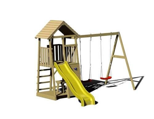 SPIELTURM 340/270/280 cm  - Gelb/Naturfarben, KONVENTIONELL, Holz (340/270/280cm) - Ambia Garden