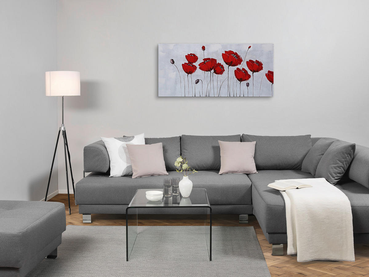 ÖLGEMÄLDE Blumen 120/55 cm  - Rot/Weiß, LIFESTYLE, Holz/Textil (120/55cm) - Monee