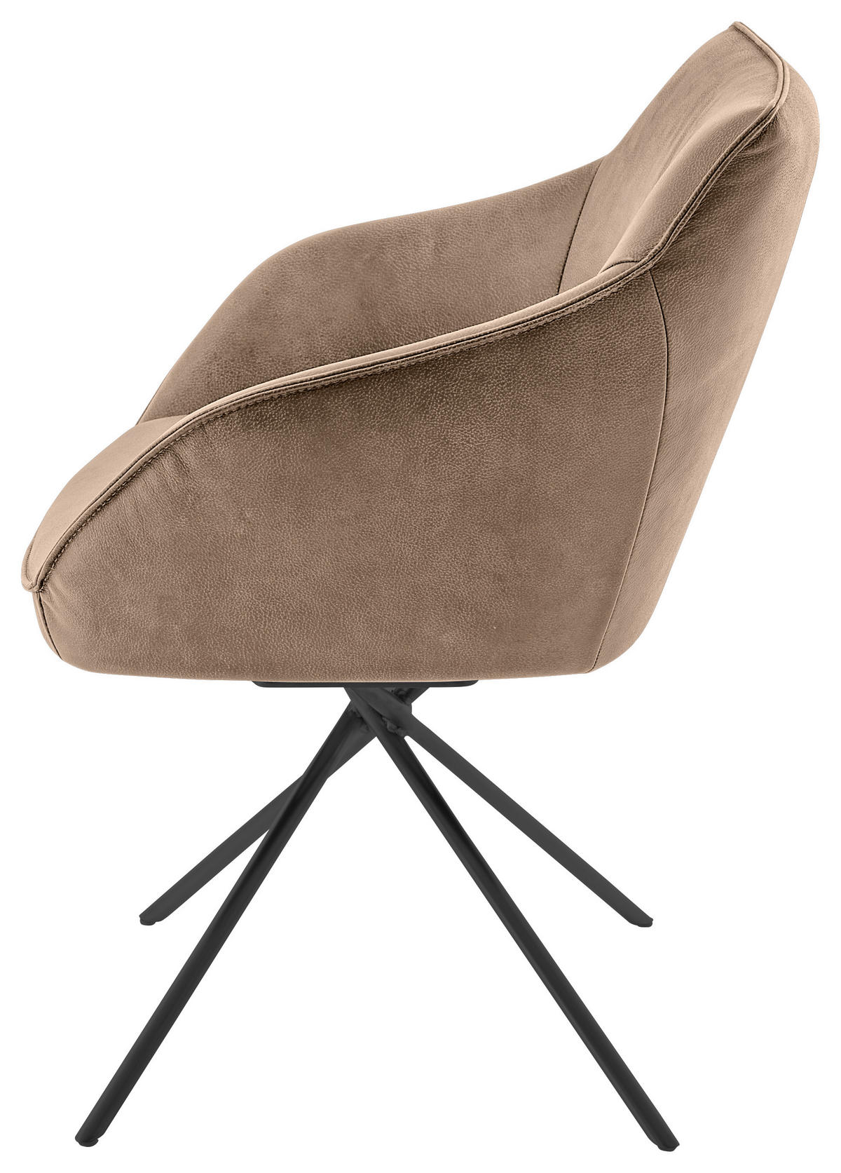 ARMLEHNSTUHL  in Stahl Echtleder naturbelassen  - Beige/Schwarz, Design, Leder/Metall (60/84/67cm) - Koinor