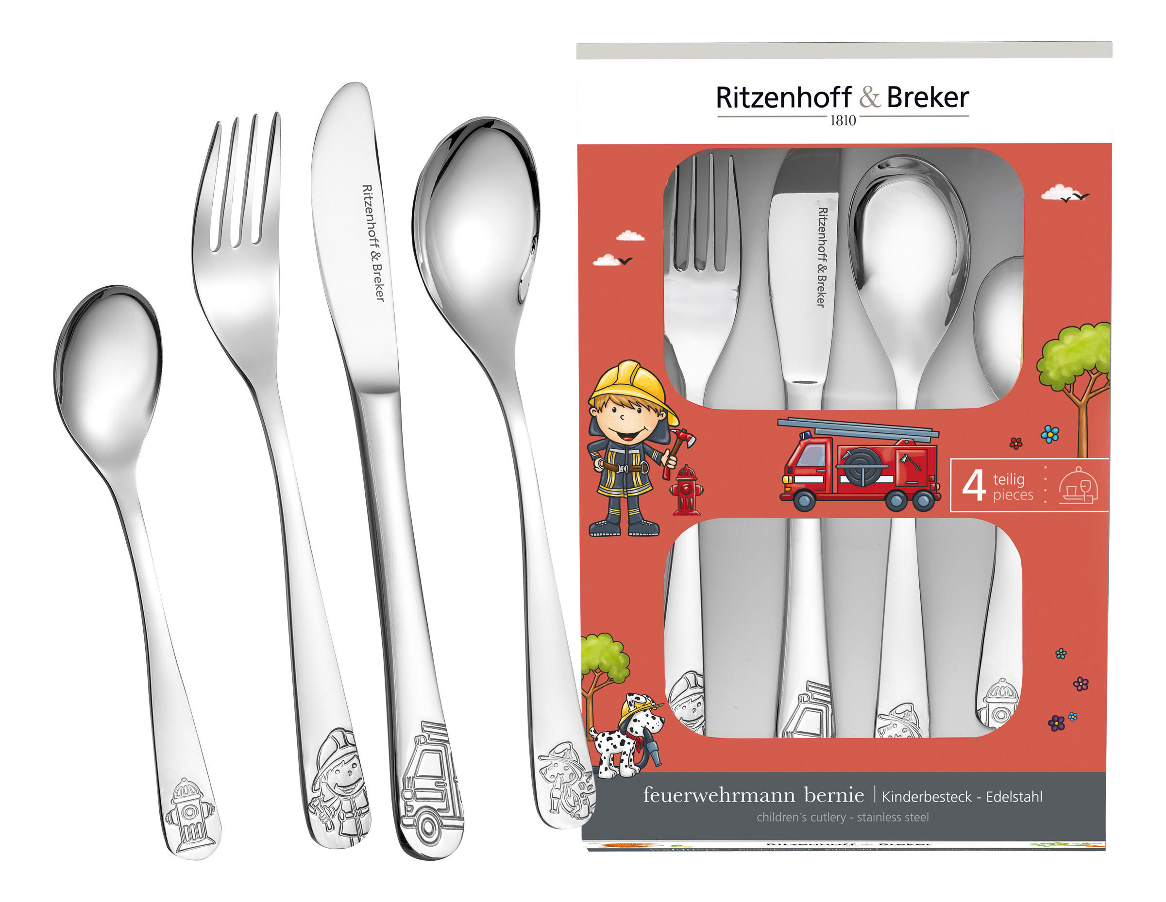 Ritzenhoff Breker Kinderbesteck Feuerwehrmann Silber 23x3x15 cm