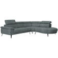 ECKSOFA in Samt Grau  - Schwarz/Grau, Design, Textil/Metall (299/264cm) - Novel