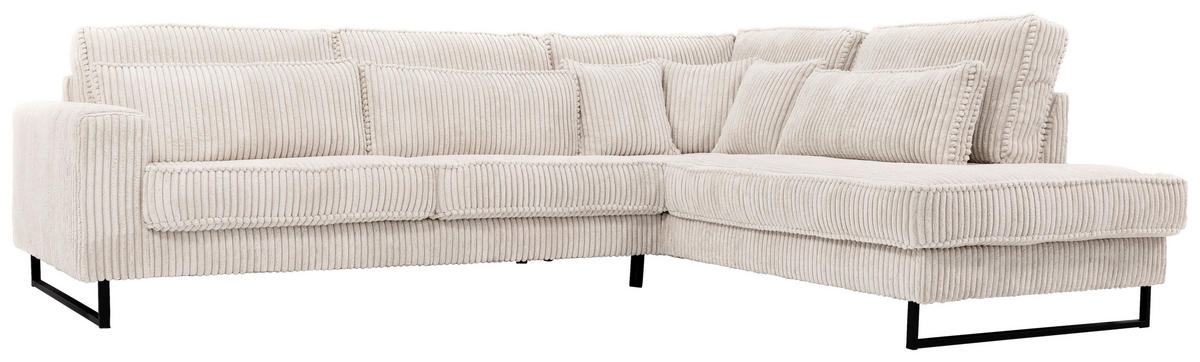 ROHOVÁ SEDAČKA, textil, kompozitní dřevo, krémová - černá/krémová, Konvenční, kov/kompozitní dřevo (284/253cm) - Livetastic