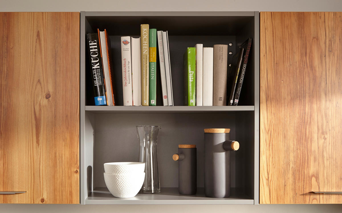 EINBAUKÜCHE   - Eichefarben/Grau, Design, Holzwerkstoff - Novel