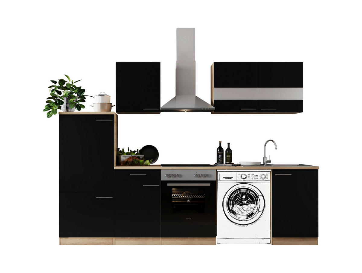 MODULKÖK 280 cm   i svart  - stålfärgad/svart, Basics, metall/trämaterial (280cm) - Respekta
