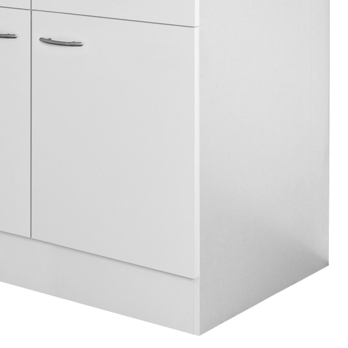 KÜCHENUNTERSCHRANK 100/85/60 cm  in Weiß  - Edelstahlfarben/Hellgrau, Holzwerkstoff/Kunststoff (100/85/60cm) - FlexWell
