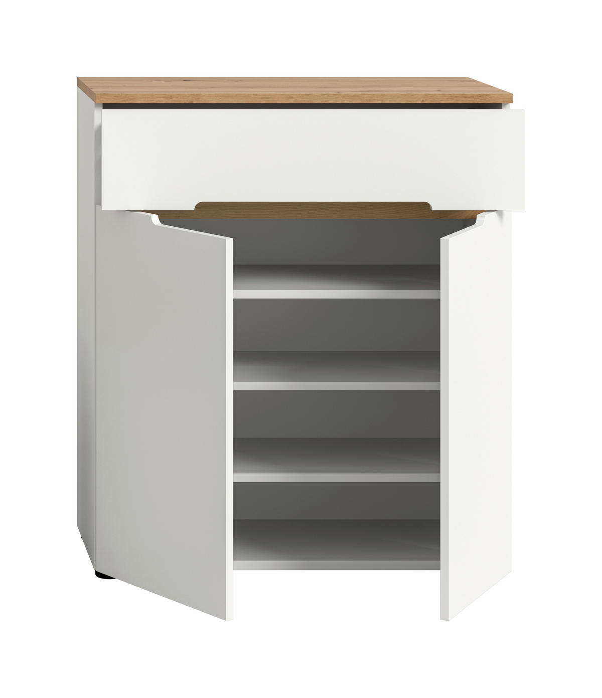 SCHUHSCHRANK Weiß, Eiche Artisan  - Schwarz/Weiß, Design, Holzwerkstoff/Kunststoff (80/94/37cm) - MID.YOU