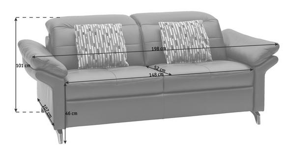 SOFA in Leder Weinrot - Chromfarben/Weinrot, Natur, Leder/Metall (198/101/107cm) - Dieter Knoll