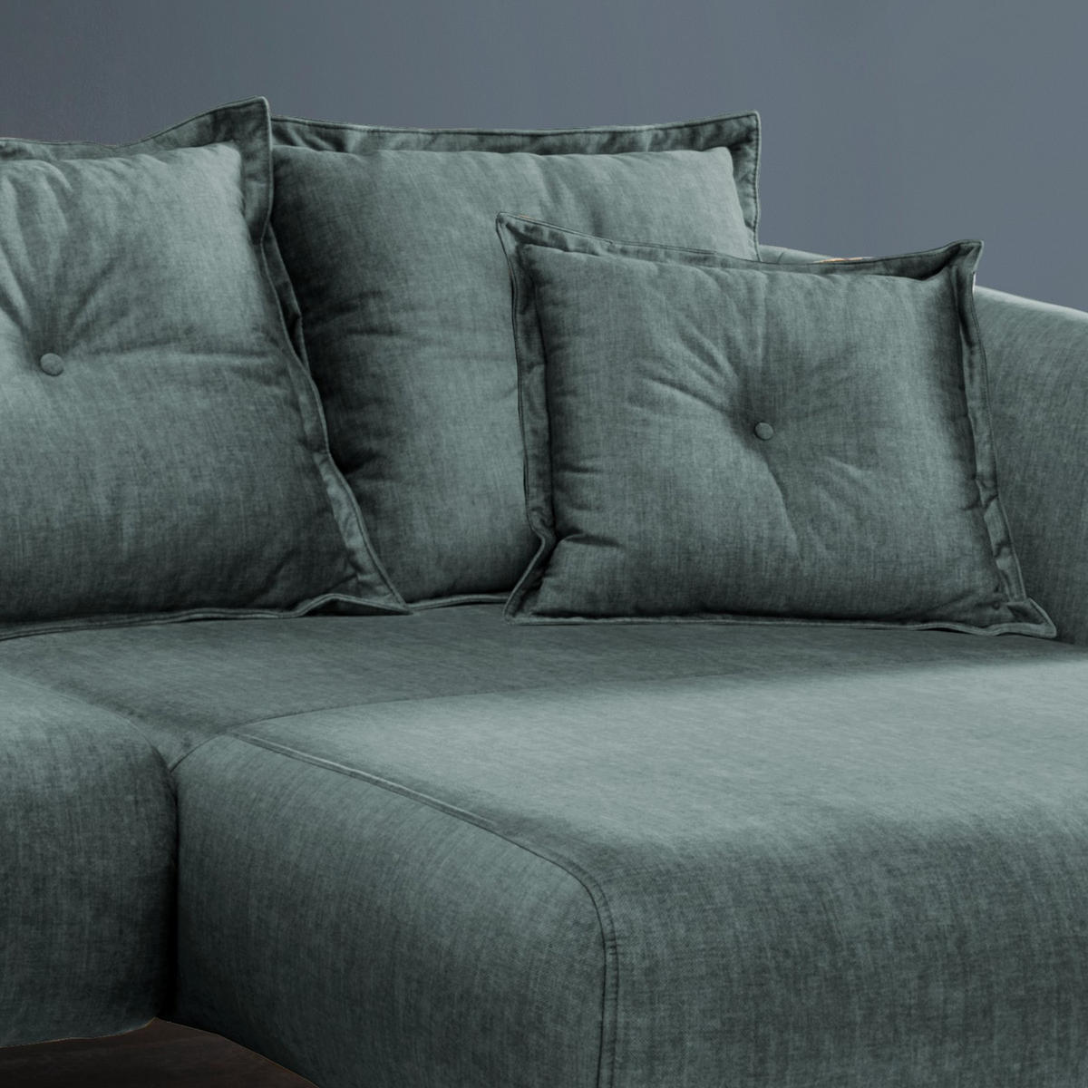 ECKSOFA in Velours Blau  - Blau/Schwarz, Modern, Holz/Textil (277/162cm) - Livetastic