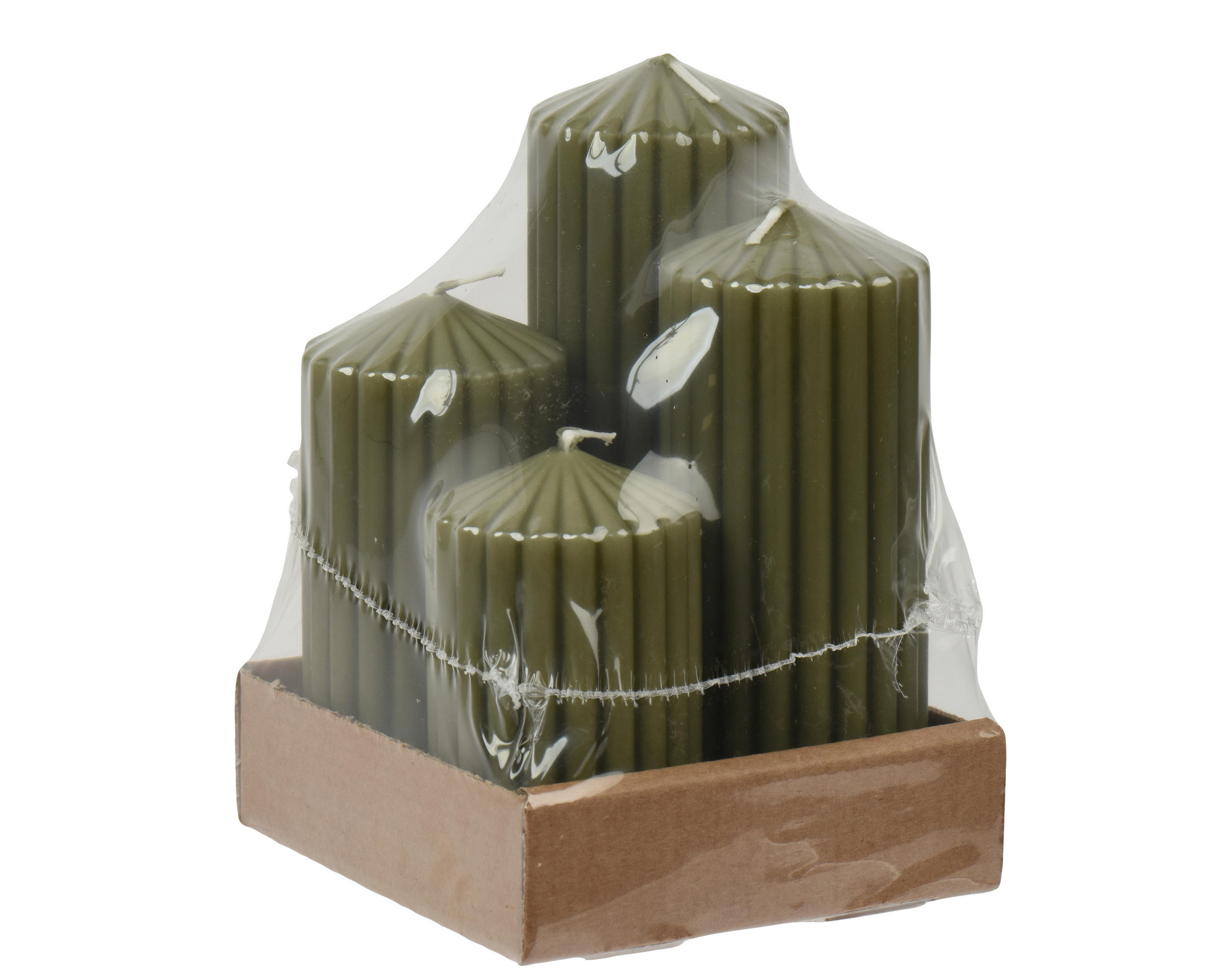 GYERTYA - zöld, Basics, paraffin (5/5/14cm)