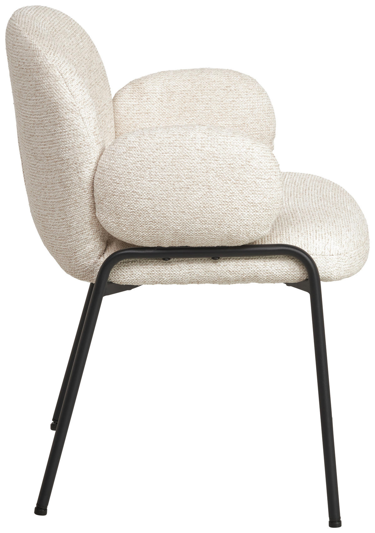 ARMLEHNSTUHL  in Eisen Leinenoptik  - Beige/Schwarz, MODERN, Textil/Metall (60/81/61cm) - MID.YOU