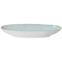 SERVIERPLATTE - Weiß Hochglanz/Hellblau, Basics, Keramik (33/11cm) - Costa Nova