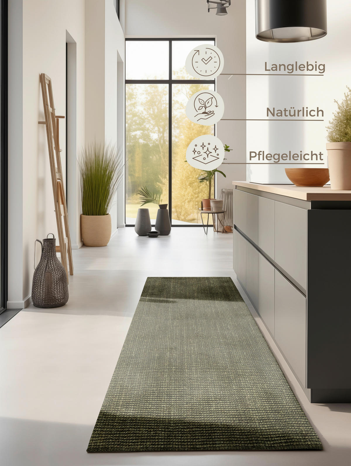 LÄUFER 80/200 cm Bouclé  - Olivgrün, Basics, Textil (80/200cm) - Hanse Home