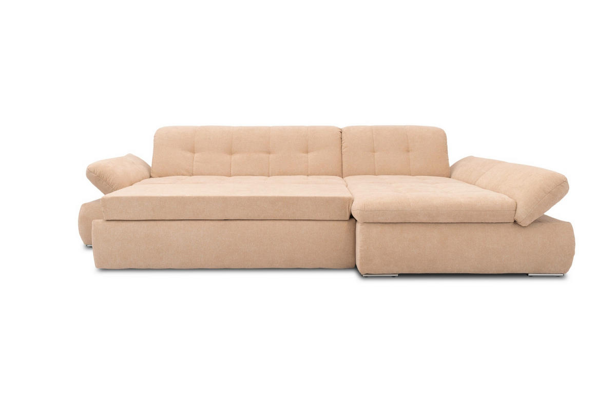 ECKSOFA in Mikrofaser Beige  300/172 cm  - Chromfarben/Beige, KONVENTIONELL, Textil/Metall (300/172cm) - MID.YOU