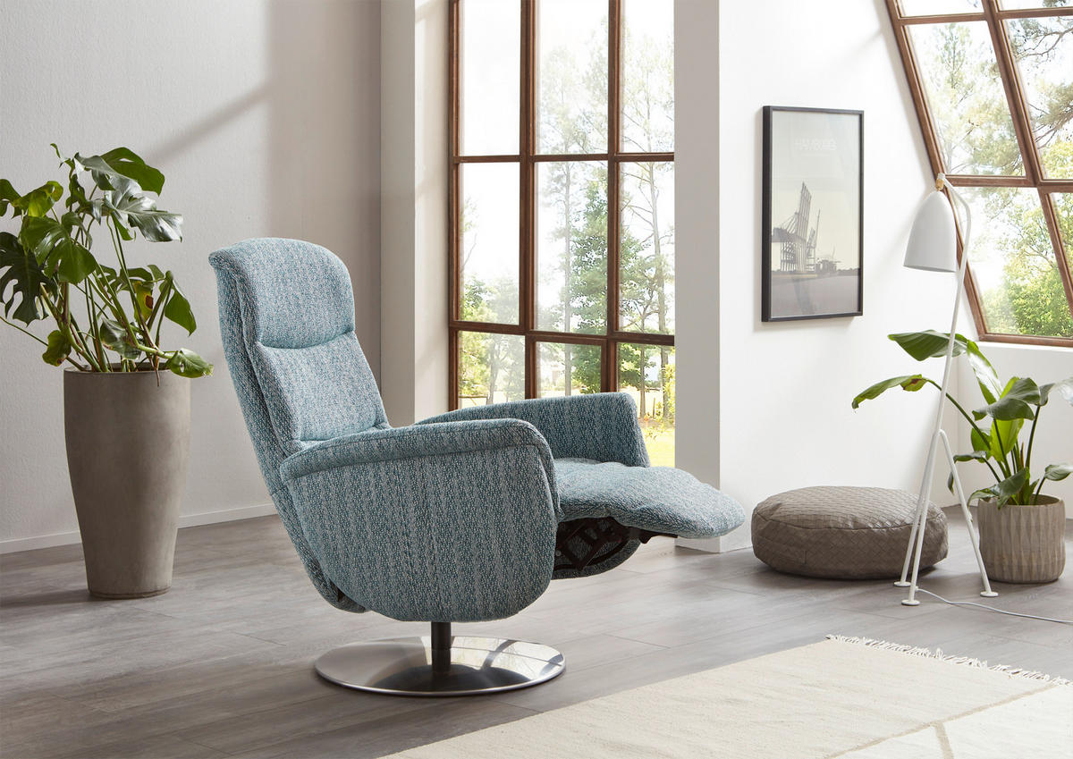 RELAXSESSEL Flachgewebe Relaxfunktion, Kopfteilverstellung, Fußteilverstellung, Rücken echt    - Edelstahlfarben/Petrol, Design, Textil/Metall (71/112/83cm) - Dieter Knoll