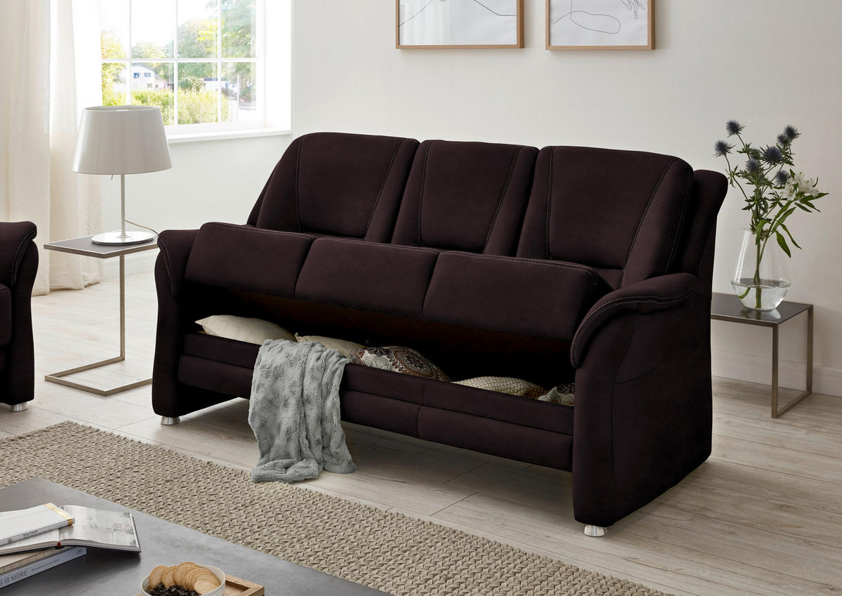 2,5-SITZER in Mikrofaser Dunkelbraun  - Dunkelbraun/Beige, Konventionell, Textil/Metall (172/100/89cm) - Beldomo Comfort