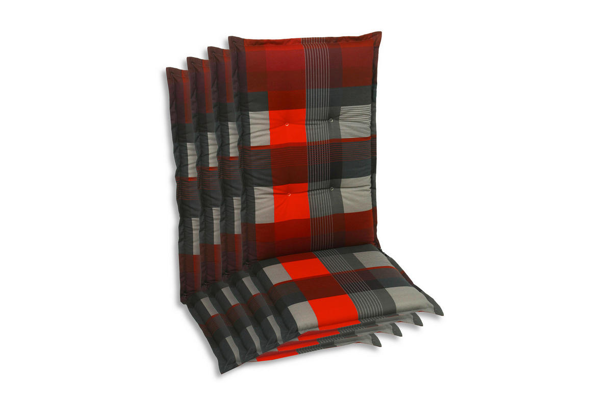 SESSELAUFLAGENSET Karo  - Dunkelgrau/Rot, Basics, Textil (50/7/120cm)