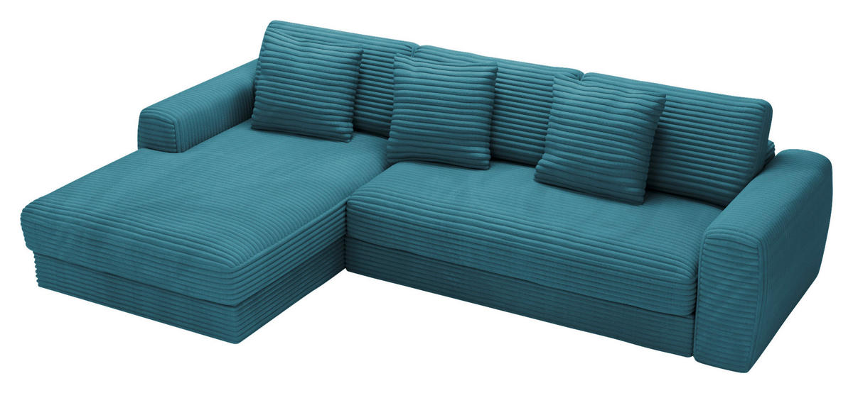 ECKSOFA in Cord Petrol  - Petrol/Schwarz, Modern, Kunststoff/Textil (182/302cm) - Carryhome