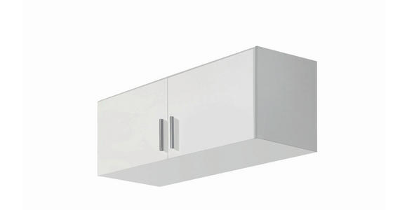 AUFSATZSCHRANK 91/39/54 cm  - Weiß Hochglanz/Alufarben, Design, Holzwerkstoff/Kunststoff (91/39/54cm) - Carryhome