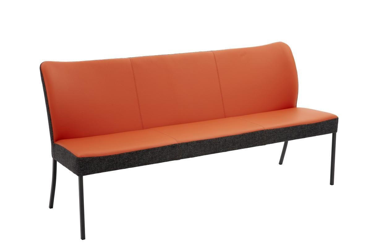 SITZBANK 160/89/65 cm Webstoff Kombination Echtleder/Stoff Anthrazit, Orange Metall  - Anthrazit/Orange, Design, Leder/Textil (160/89/65cm) - Bert Plantagie