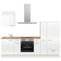 KÜCHENLEERBLOCK 270 cm   in Eichefarben, Weiß Hochglanz  - Edelstahlfarben/Eichefarben, MODERN, Holzwerkstoff/Metall (270cm) - Nobilia