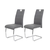 SCHWINGSTUHL-SET 2 Stück  in Stahl Lederlook  - Chromfarben/Weiß, MODERN, Textil/Metall (43/98/59cm) - MID.YOU