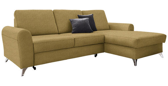 ECKSOFA in Flachgewebe Gelb  - Gelb/Silberfarben, Design, Textil/Metall (244/167cm) - Cantus