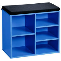 SCHUHREGAL Blau, Schwarz  - Blau/Schwarz, Basics, Holzwerkstoff/Textil (51,5/48/29,5cm) - Kesper