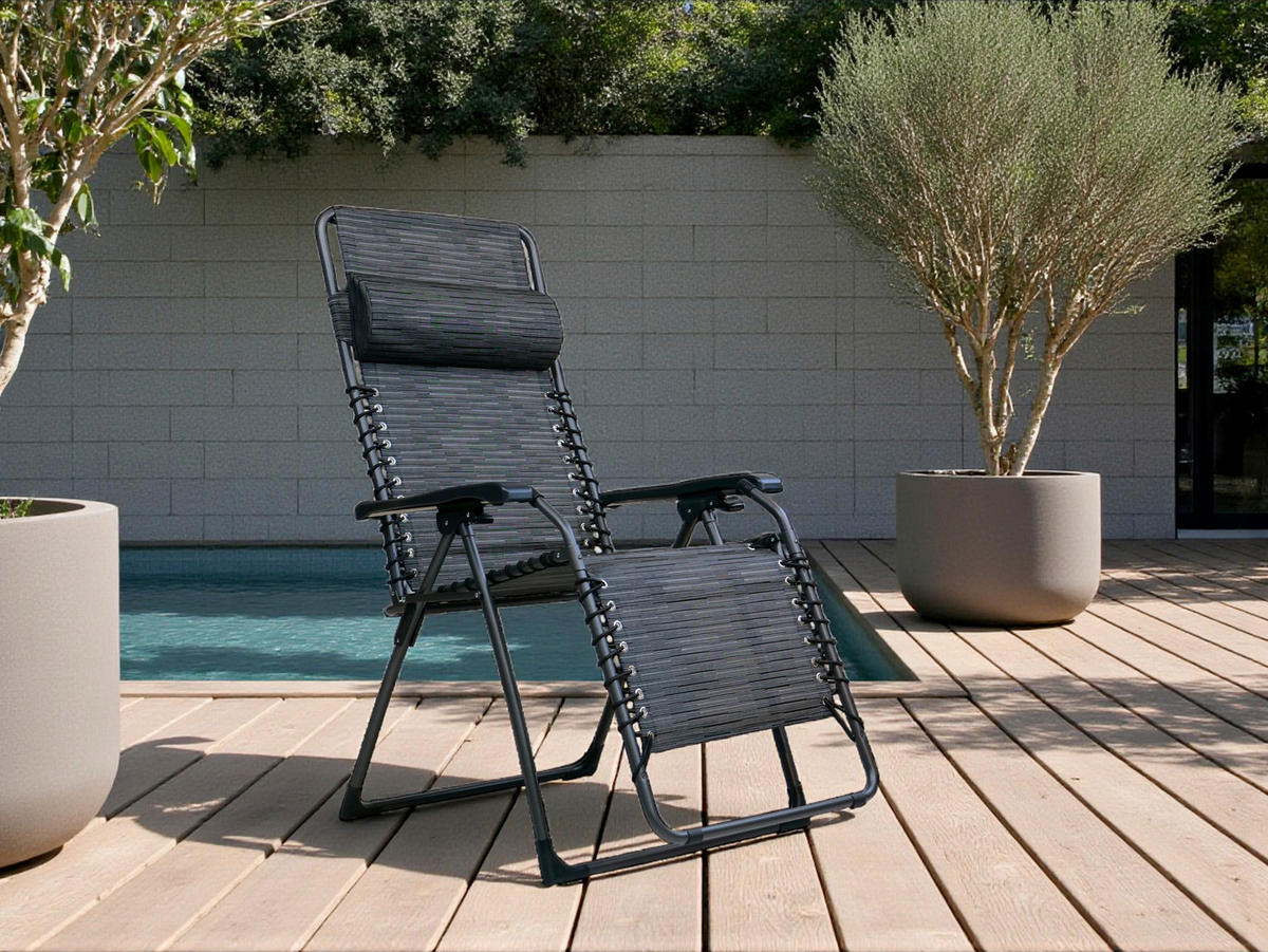 GARTEN-RELAXSESSEL 66/120/65 cm  - Anthrazit, Basics, Kunststoff/Textil (66/120/65cm)