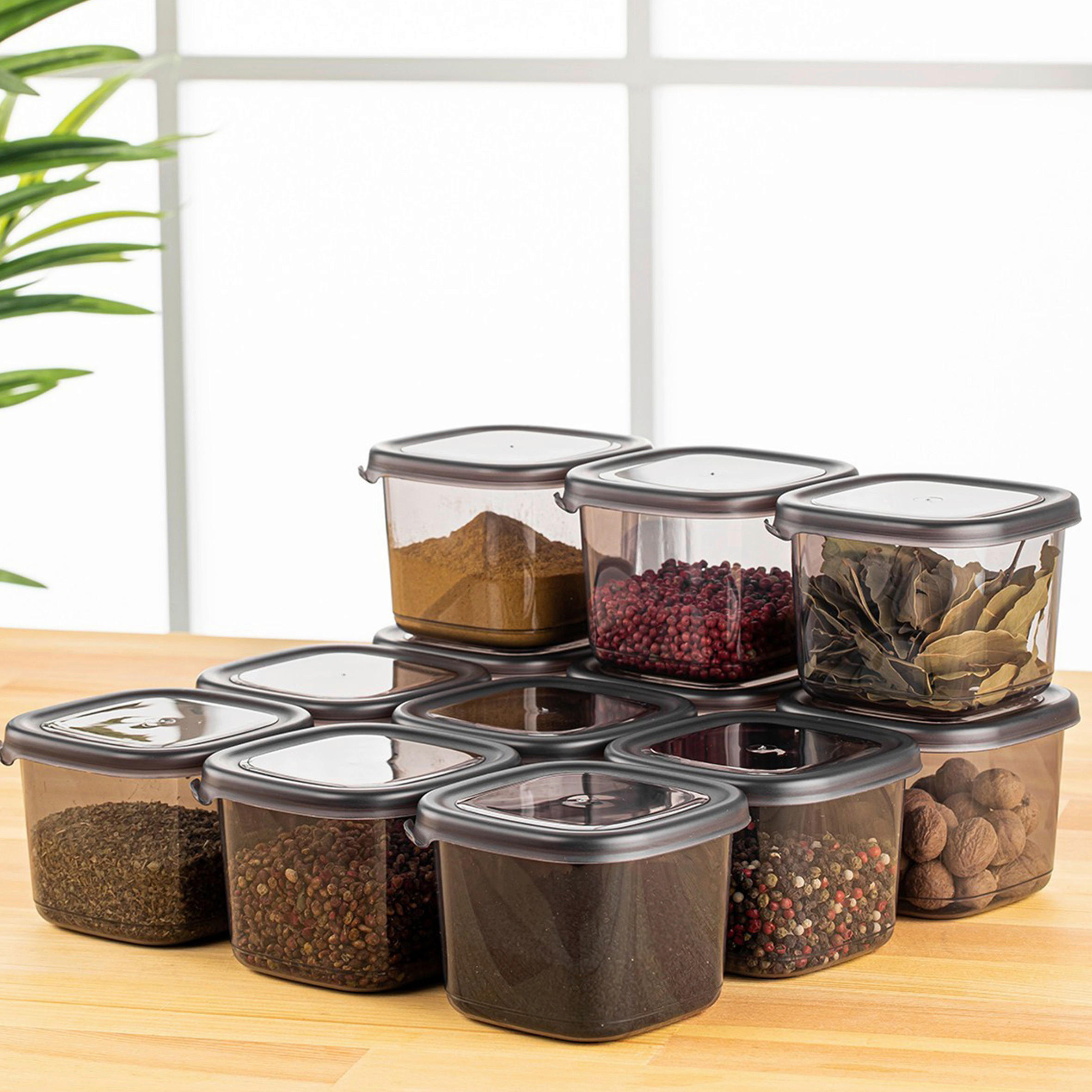 VORRATSDOSENSET 12-teilig  - Transparent/Anthrazit, Basics, Kunststoff (10/10/9,5cm) - P & B