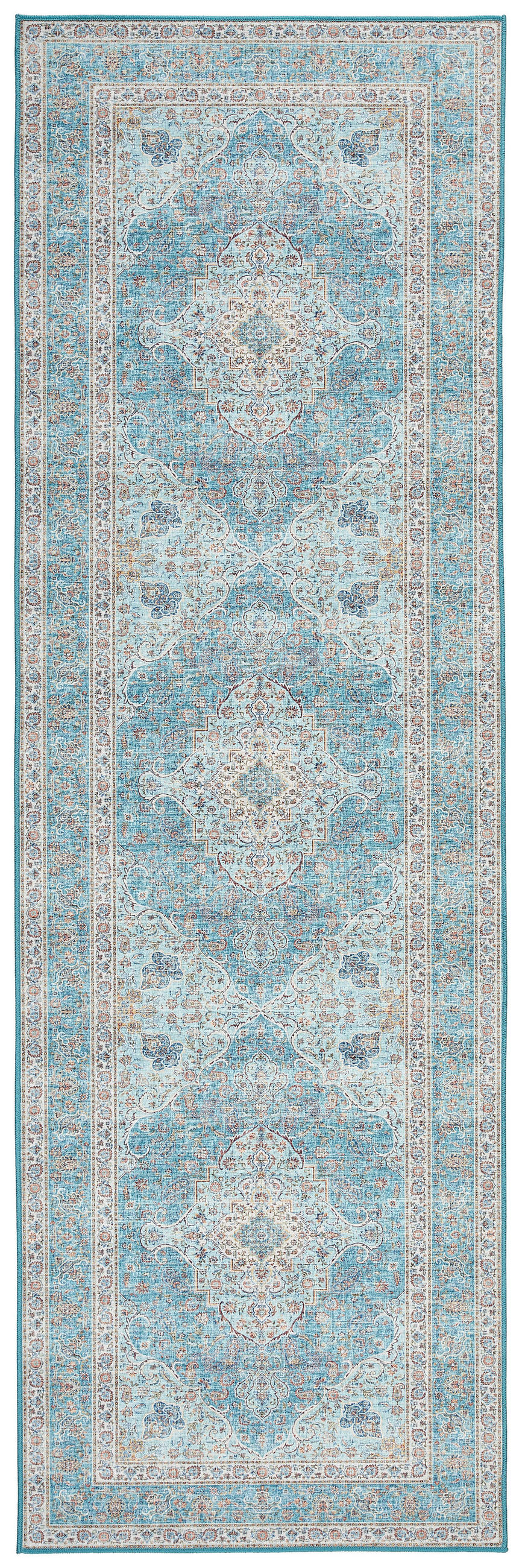 LÄUFER 80/250 cm Creme, Pastellblau, Cognac  - Pastellblau/Cognac, LIFESTYLE, Kunststoff/Textil (80/250cm) - Novel