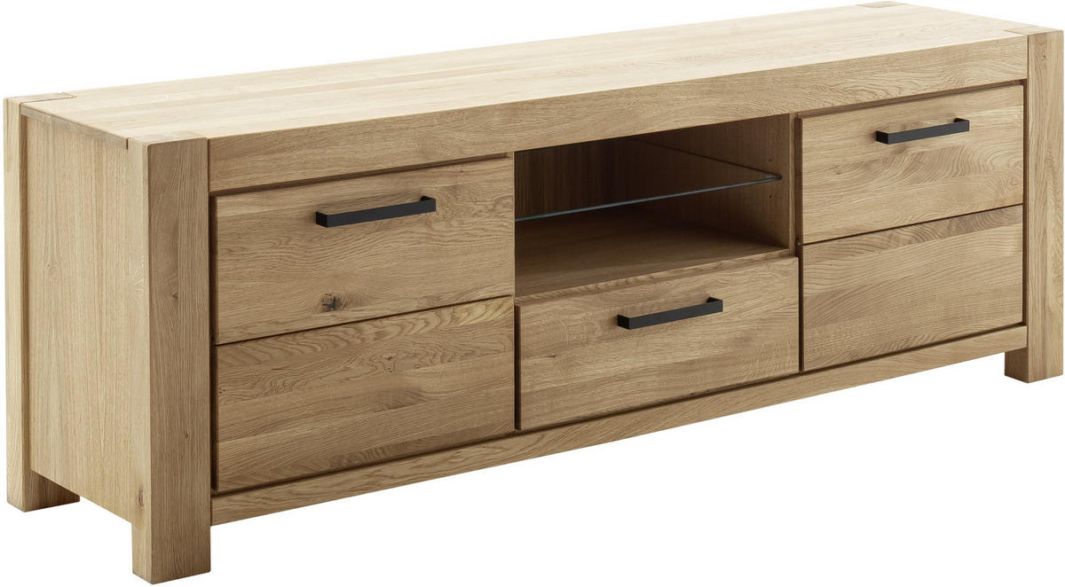 LOWBOARD  in 192/65/50 cm  - Wildeiche/Schwarz, Natur, Glas/Holz (192/65/50cm) - Carryhome