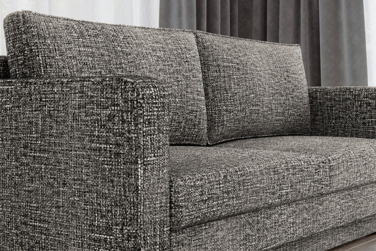 SCHLAFSOFA COCO Grau  inkl. Rückenkissen, Schlaffunktion  - Erlefarben/Schwarz, Design, Holzwerkstoff/Kunststoff (232/90/97cm) - MID.YOU