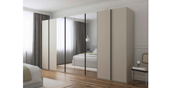 DREHTÜRENSCHRANK 400/235/61 cm,  in Champagner, 8-türig  - Champagner/Graphitfarben, Basics, Glas/Holzwerkstoff (400/235/61cm) - Novel