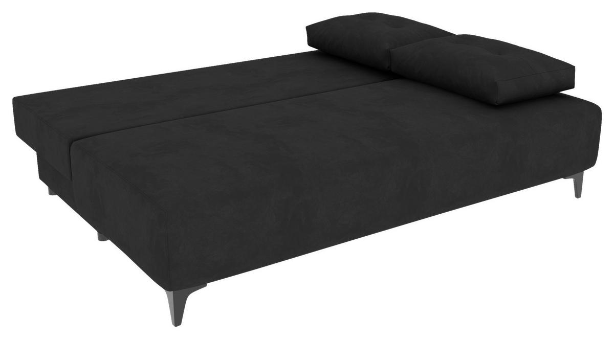 SCHLAFSOFA  mit Liegefunktion, Rücken echt Velours Anthrazit  - Anthrazit/Schwarz, KONVENTIONELL, Textil/Metall (200/98/90cm) - Carryhome