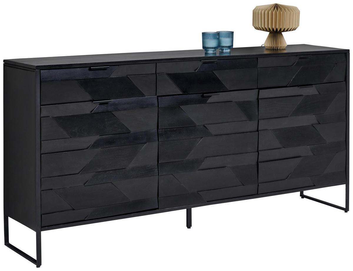 SIDEBOARD  in 175/86/40 cm  - Schwarz, Trend, Holz/Metall (175/86/40cm) - Ambia Home