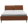 POLSTERBETT Matratze, Lattenrost Cognac 200/200 cm  - Hellbraun/Cognac, Design, Holz/Textil (200/200cm) - Johann Jakob
