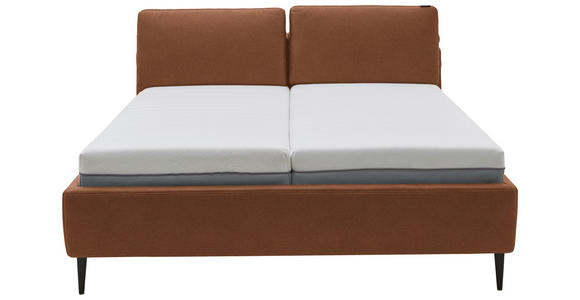 POLSTERBETT Matratze, Lattenrost Cognac 200/200 cm - Hellbraun/Cognac, Design, Holz/Textil (200/200cm) - Johann Jakob