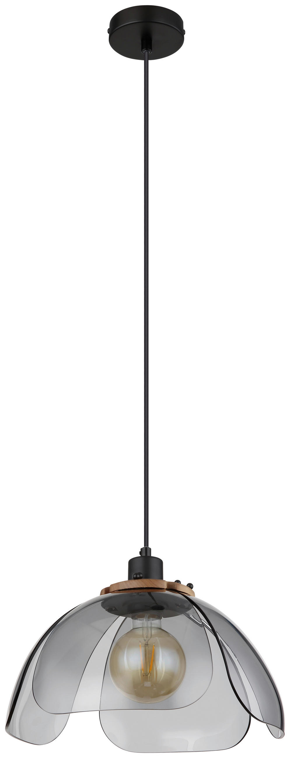 VISEČA SVETILKA        34/120 cm      E27 - črna, Basics, kovina/steklo (34/120cm) - Globo