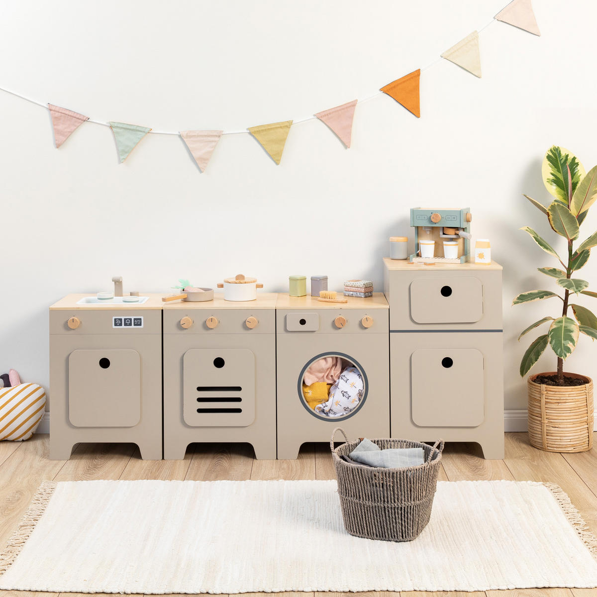 KINDERKÜCHE MIX & MATCH - Naturfarben/Grau, Basics, Holz/Holzwerkstoff (35/31,5/55cm) - MUSTERKIND