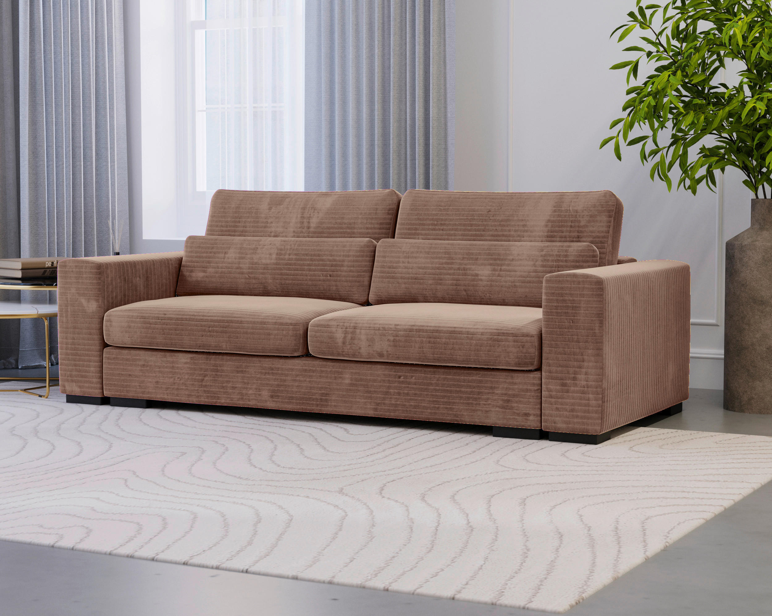 CANAPÉ-LIT in Flachgewebe Altrosa  - Schwarz/Altrosa, Konventionell, Kunststoff/Textil (236/78/114cm) - Carryhome