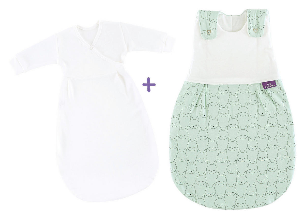 BABYSCHLAFSACKSET LIEBMICH    56/62   - Weiß/Grün, Basics, Textil (56/62null) - Träumeland
