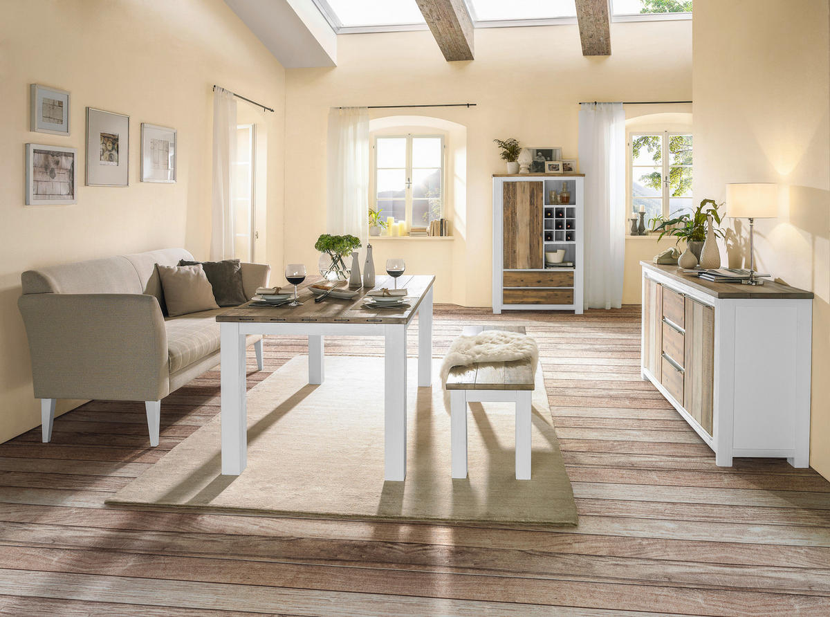 TÁLALÓSZEKRÉNY 180/85/45 cm  - akáciaszínű/alumíniumszínű, Lifestyle, faalapú anyag/fém (180/85/45cm) - Landscape