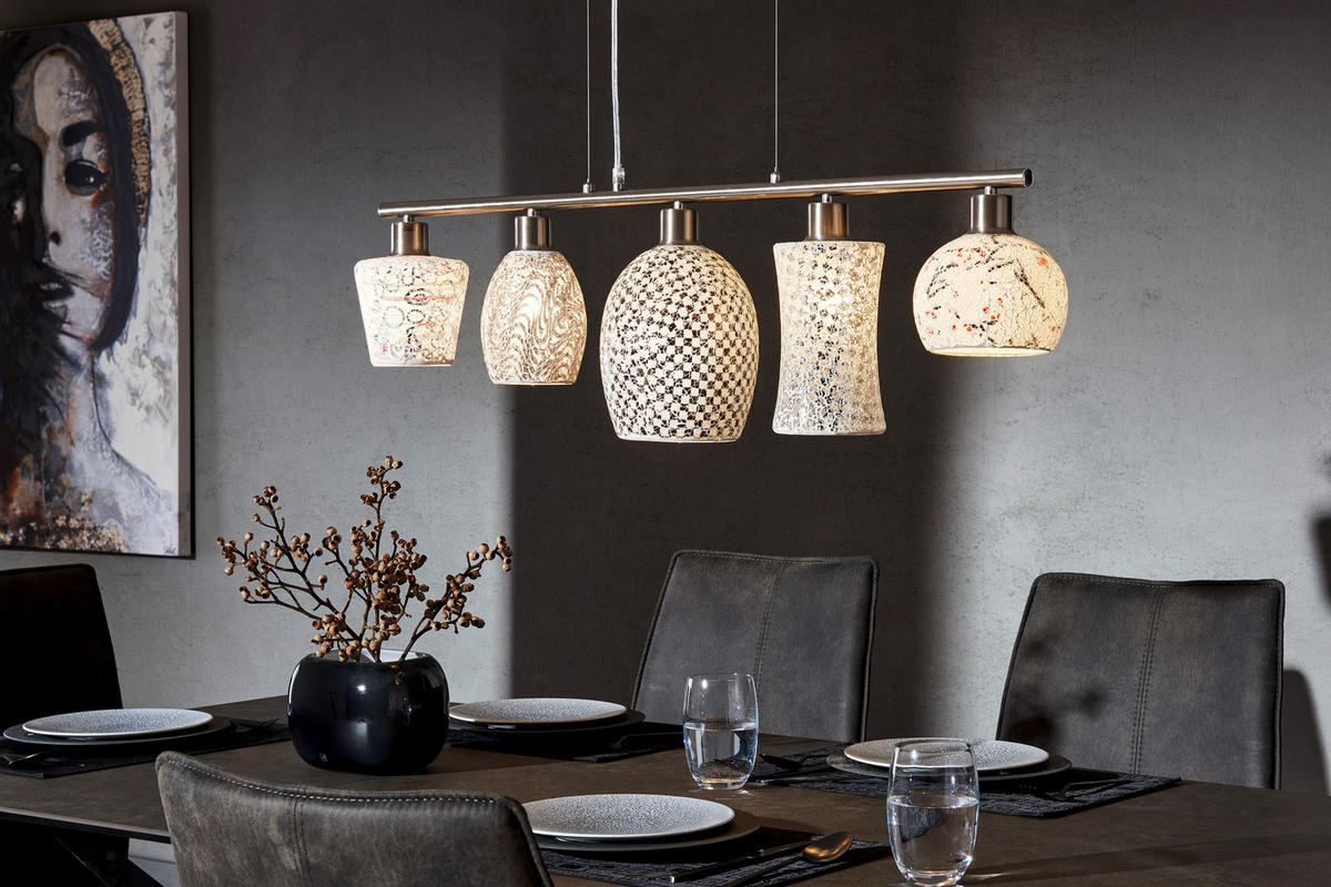 HÄNGELEUCHTE 17,5/96/150 cm  - Multicolor/Nickelfarben, Design, Glas/Metall (17,5/96/150cm) - Globo