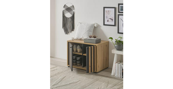 GARDEROBENBANK 64,3/47/38 cm - Schwarz/Eiche Artisan, Design, Holzwerkstoff/Kunststoff (64,3/47/38cm) - Carryhome