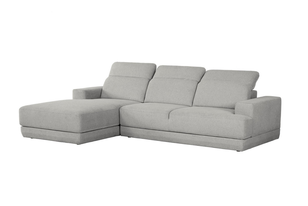 ECKSOFA Hellgrau Webstoff  - Hellgrau/Schwarz, Design, Kunststoff/Textil (204/293cm) - MID.YOU